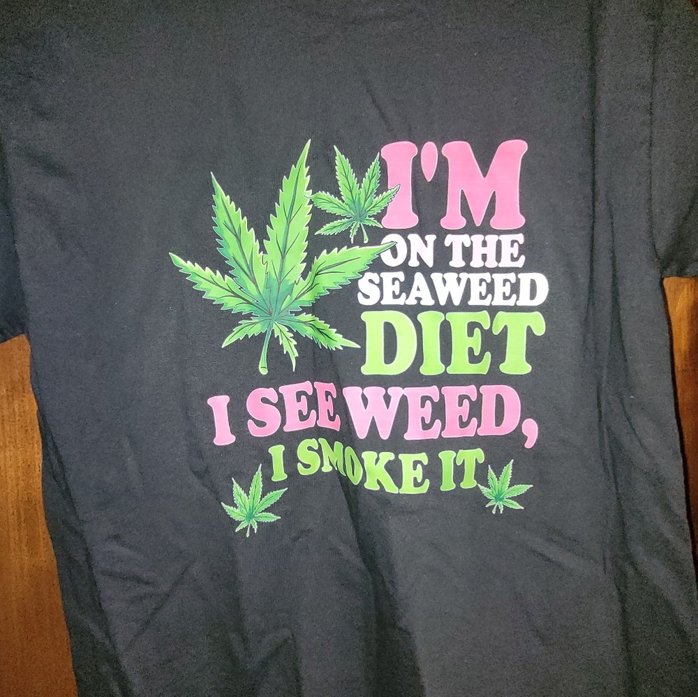 Mens- Black Graphic Tee with Green and Pink Print